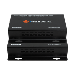 J-Tech Digital - 1080P 60Hz HDMI Extender Balun Over Ethernet w/ Daisy Chain Function (400ft.) - Black