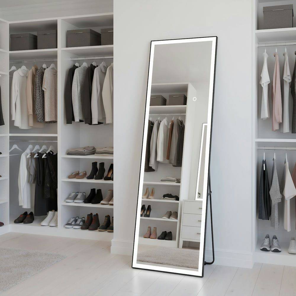 Alt View 6. Kadyn - 56x18 Inch Rectangle Full-Length LED Mirror with Black Frame for Wall Mounting - Black.