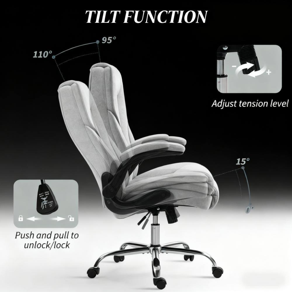 Alt View 5. Forest'nSky - Grey High-Back Office Chair, Adjustable Ergonomic Design for Home & Office - Grey.