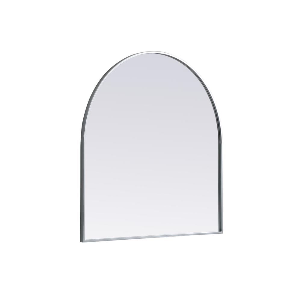 Left. Elegant Decor - Metal Frame Arch Mirror 36x36 Inch in Silver - Silver.