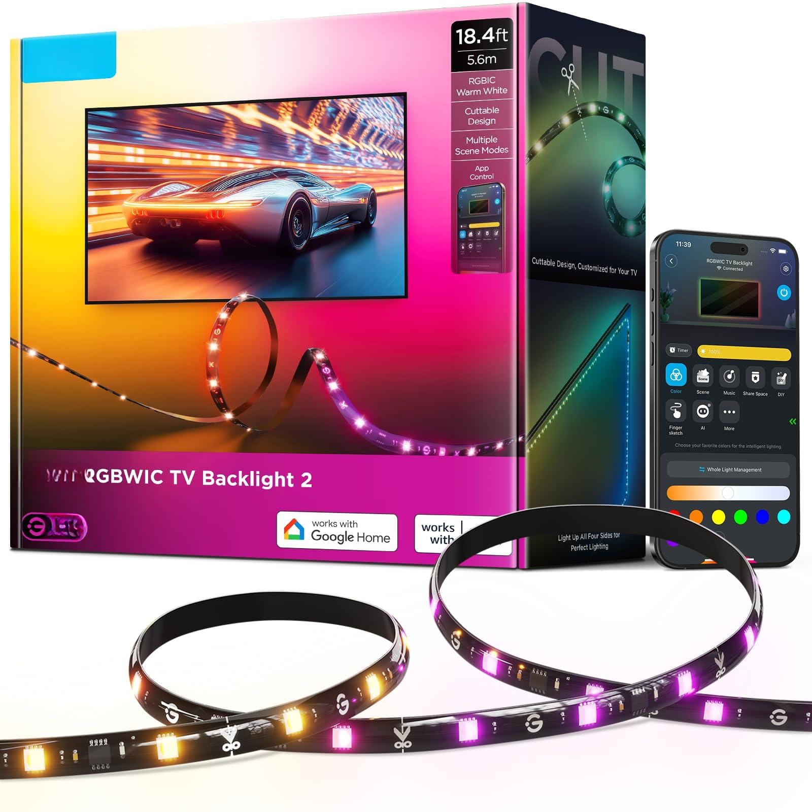 PARKER SLATER - LED Lights Music Sync Smart RGB Strip - Smart RGB LED Strip Lights with App Control & Music Sync