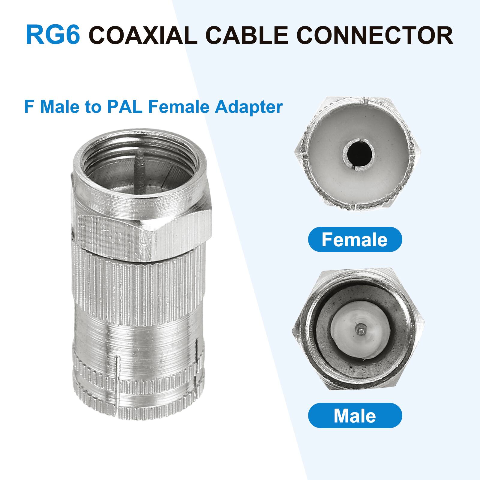 RG6 COAXIAL CABLE CONNECTOR

F Male to PAL Female Adapter

Female
Male