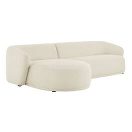 Monica 2 Piece Left Facing Boucle Fabric Modular Sofa with Chaise by Modway - Cream