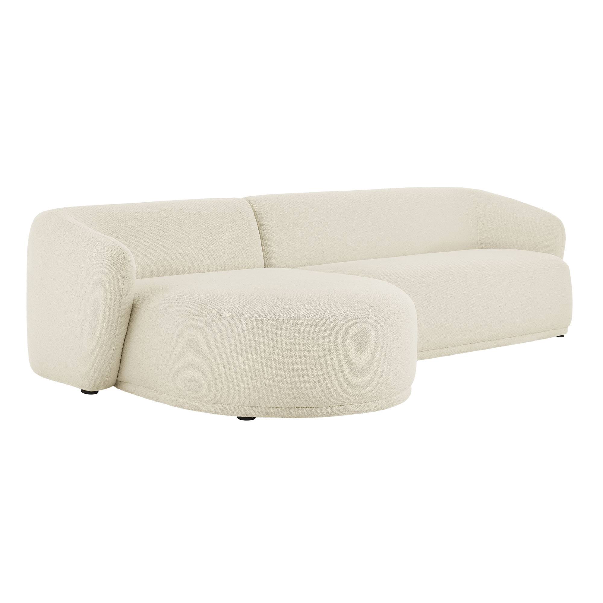 Front. Modway - Monica 2 Piece Left Facing Boucle Fabric Modular Sofa with Chaise by Modway - Cream.