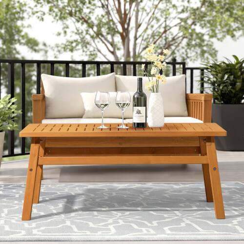 Alt View 8. Winado - 42in Patio Wooden Coffee Accent Side Table for Indoor/Outdoor Resistant Table Furniture - Teak.