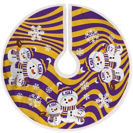 Pegasus - LSU Tigers Snowman Sherpa Christmas Tree Skirt - Yellow