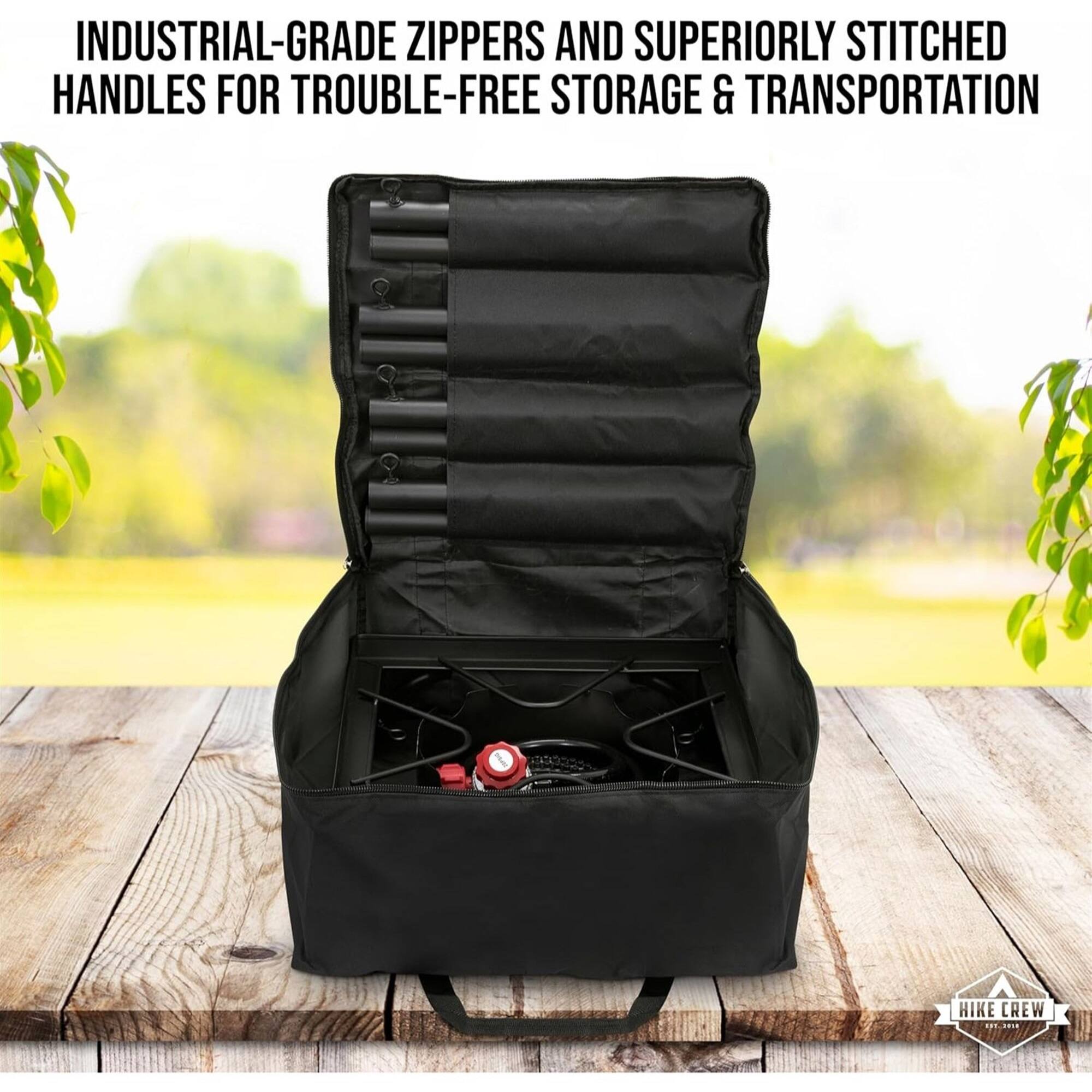 INDUSTRIAL-GRADE ZIPPERS AND SUPERIORLY STITCHED HANDLES FOR TROUBLE-FREE STORAGE & TRANSPORTATION

HIKE CREW