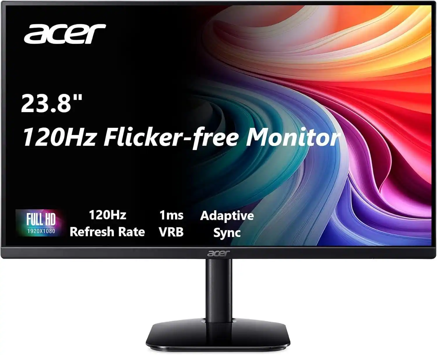 Acer - Refurbished Excellent - KB2 Essential Monitor 23.8" 1920x1080 120Hz 1ms - KB242Y G0BI - Black