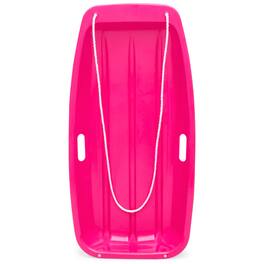 Best Choice Products - 35in Kids Outdoor Plastic Sport Toboggan Winter Snow Sled Board w/ Pull Rope, 2 Handles - Pink