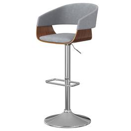 Simpli Home - Lowell Mid Century Modern 33 inch Adjustable Swivel Bar Stool Vegan Faux Leather - Stone Grey