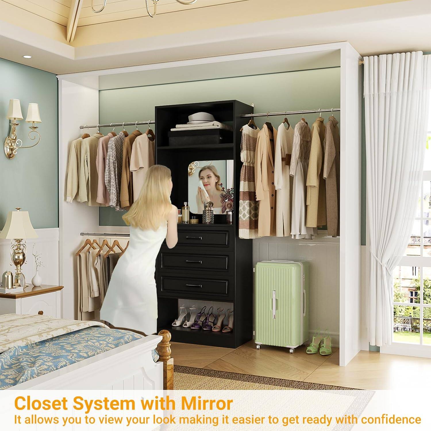 Closet System with Mirror  
It allows you to view your look, making it easier to get ready with confidence