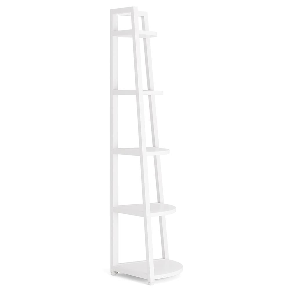 Back. Kadyn - Kadyn Bookshelf, Storage Shelf, Bookcase,5-Tier Corner Shelf, 70" Tall Corner Ladder Shelf Small Bookshelf,White - White.