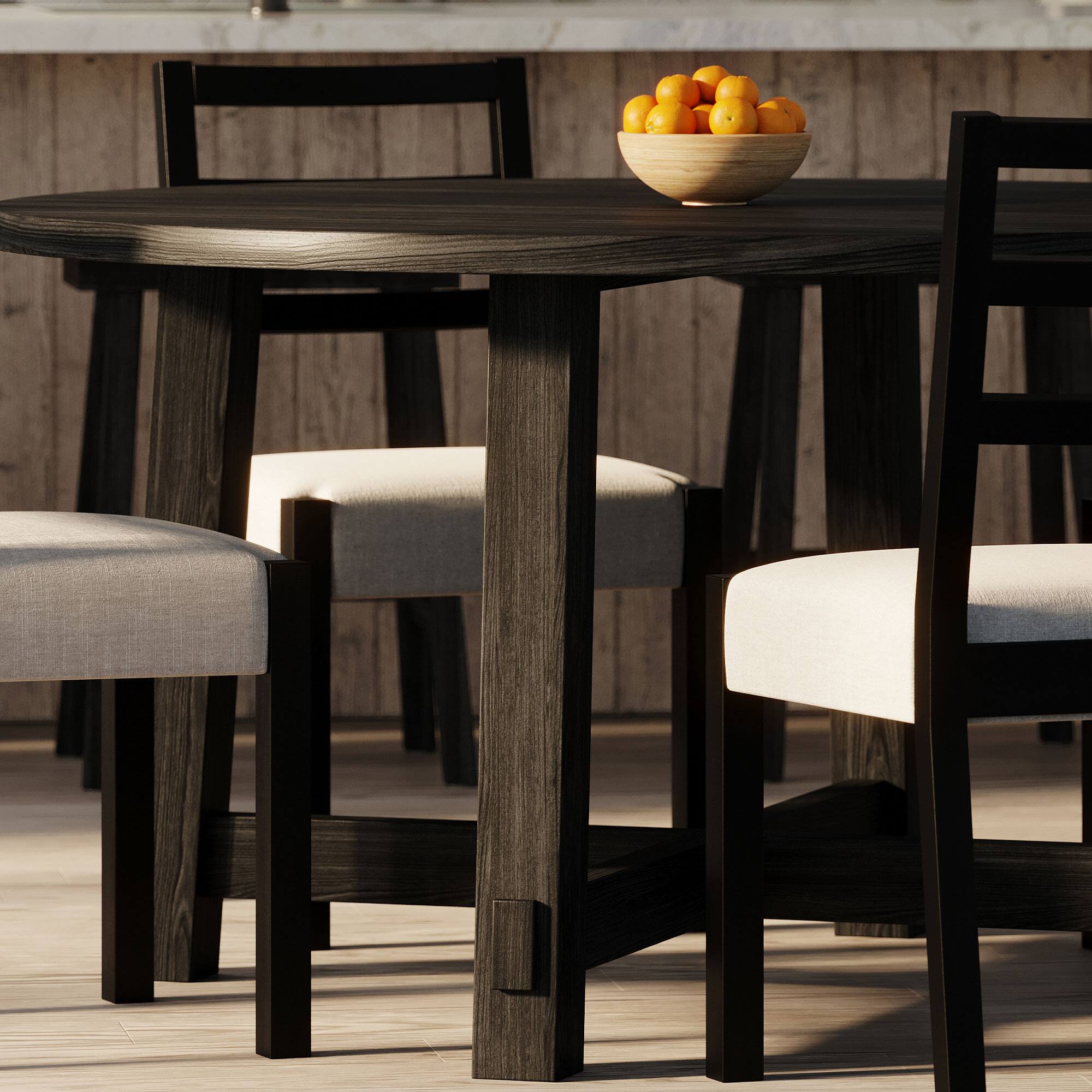Alt View 10. Maven Lane - Maven Lane Sasha Round Wooden Dining Table in Weathered Black Finish - Weathered Black.