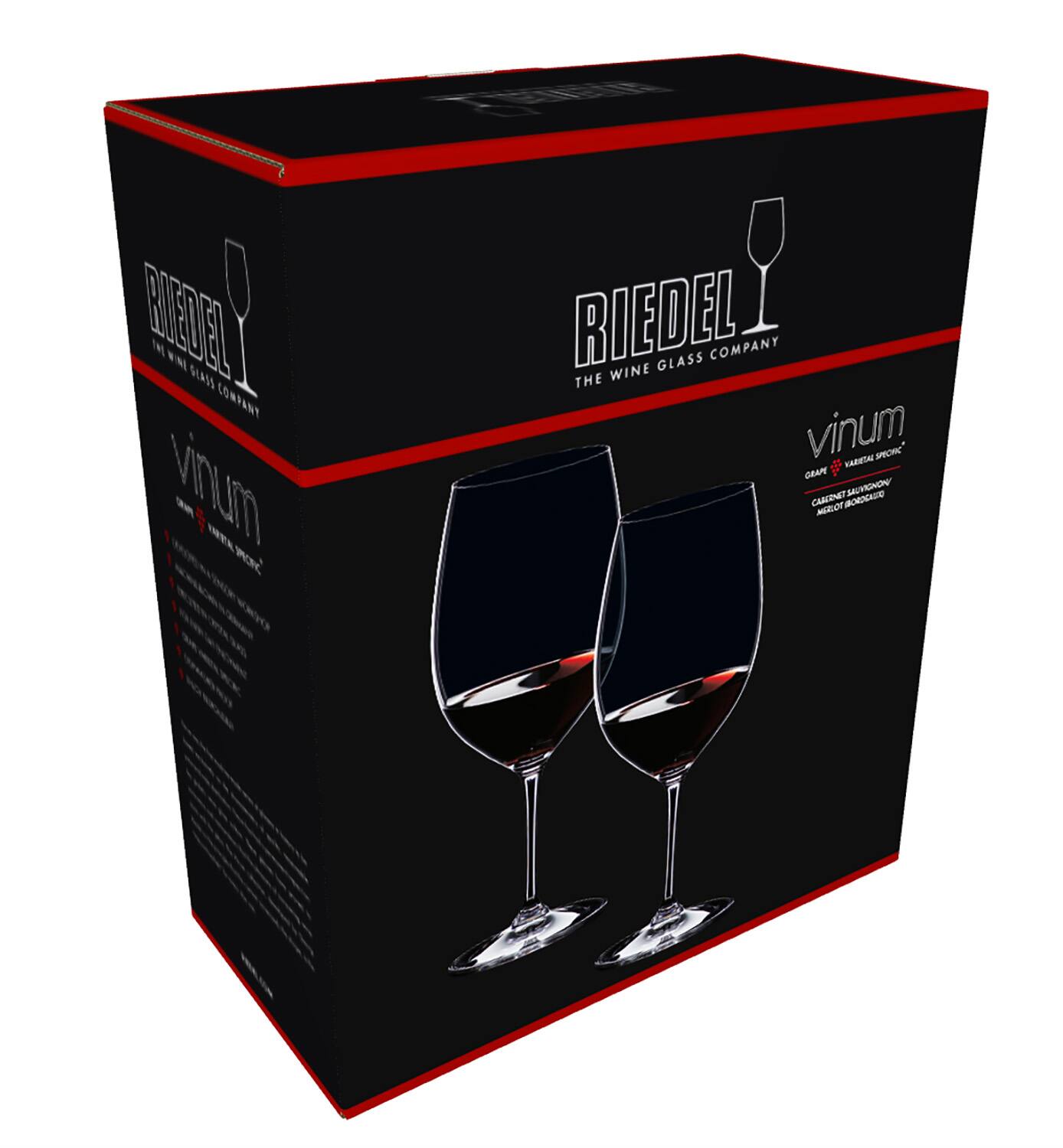 RIEDEL  
THE WINE GLASS COMPANY  

vinum  

GRAPES: VARIETAL SPECIFIC  
CABERNET SAUVIGNON  
MERLOT / BORDEAUX