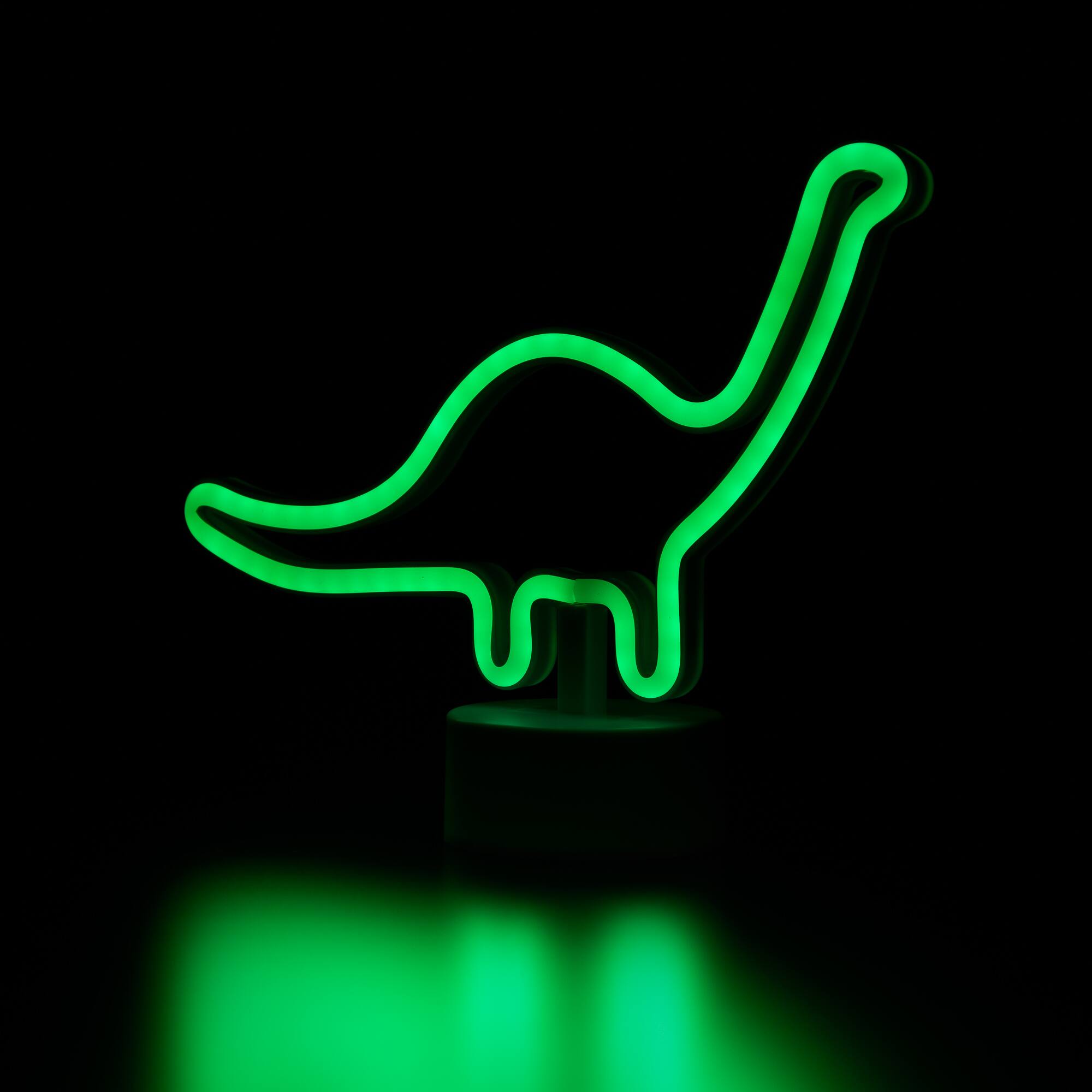 Alt View 3. Northlight - LED Brontosaurus Dinosaur Neon Table Light - 11" - Green - Green.