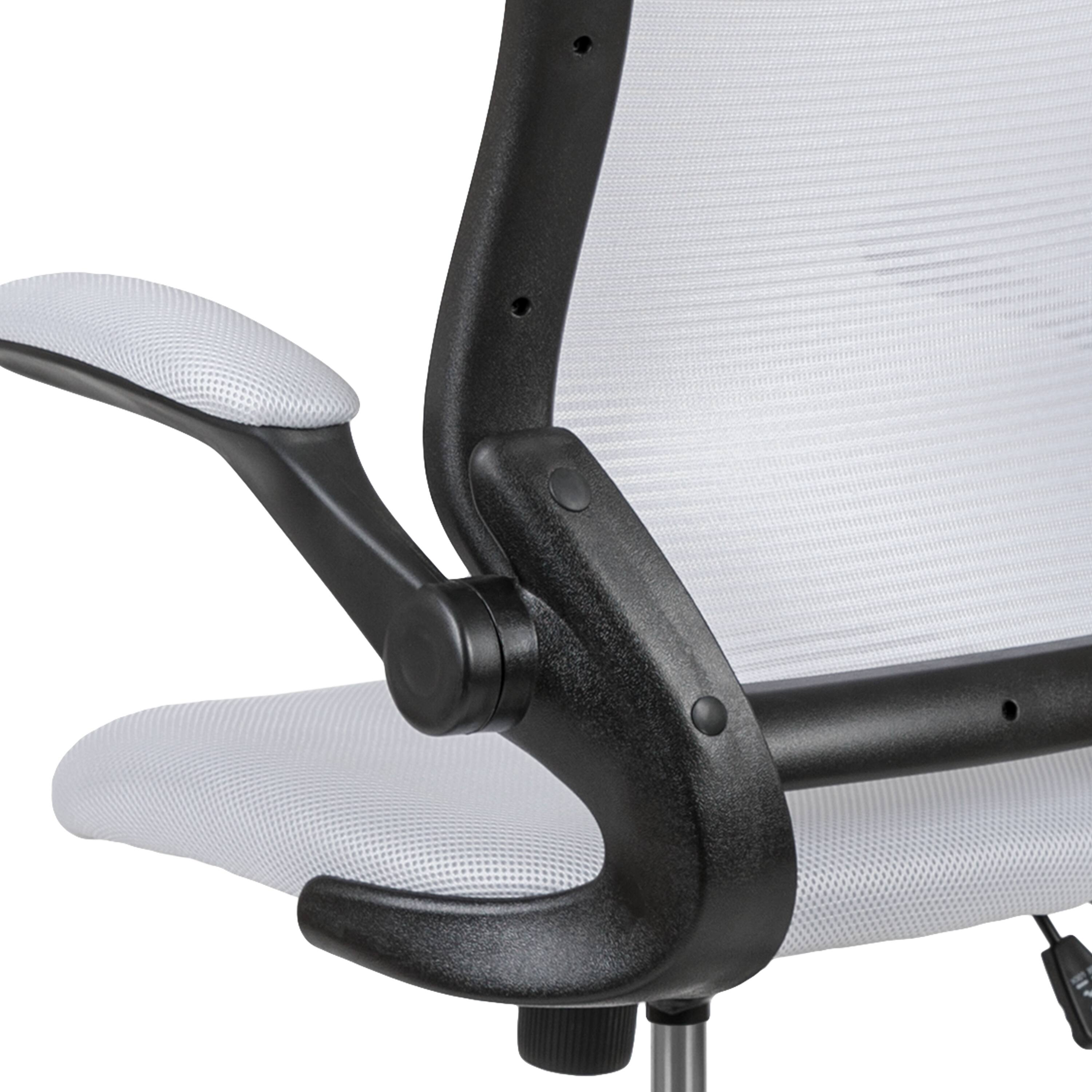 Alt View 10. Emma + Oliver - Mid-Back Mesh Ergonomic Drafting Chair with Foot Ring and Flip-Up Arms - White.