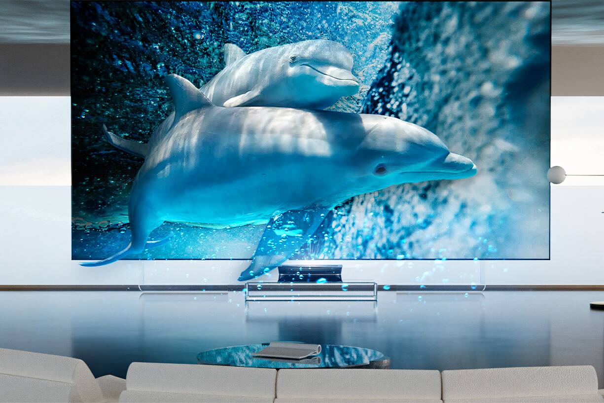 Alt View 20. AWOL Vision - LTV-3000 Pro 4K Smart UHD 3D Triple Laser Ultra Short Throw Projector with HDR10+, Dolby Vision & Atmos - Black.