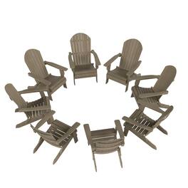 WestinTrends - Tuscany HIPS Outdoor Folding Adirondack Seashell Chair (Set of 8) - Taupe