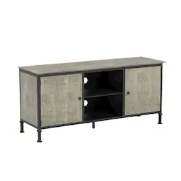 Starlight Canyon Home - Gray Industrial TV Stand – 60 Inch Wide Entertainment Center For Living Room - Black