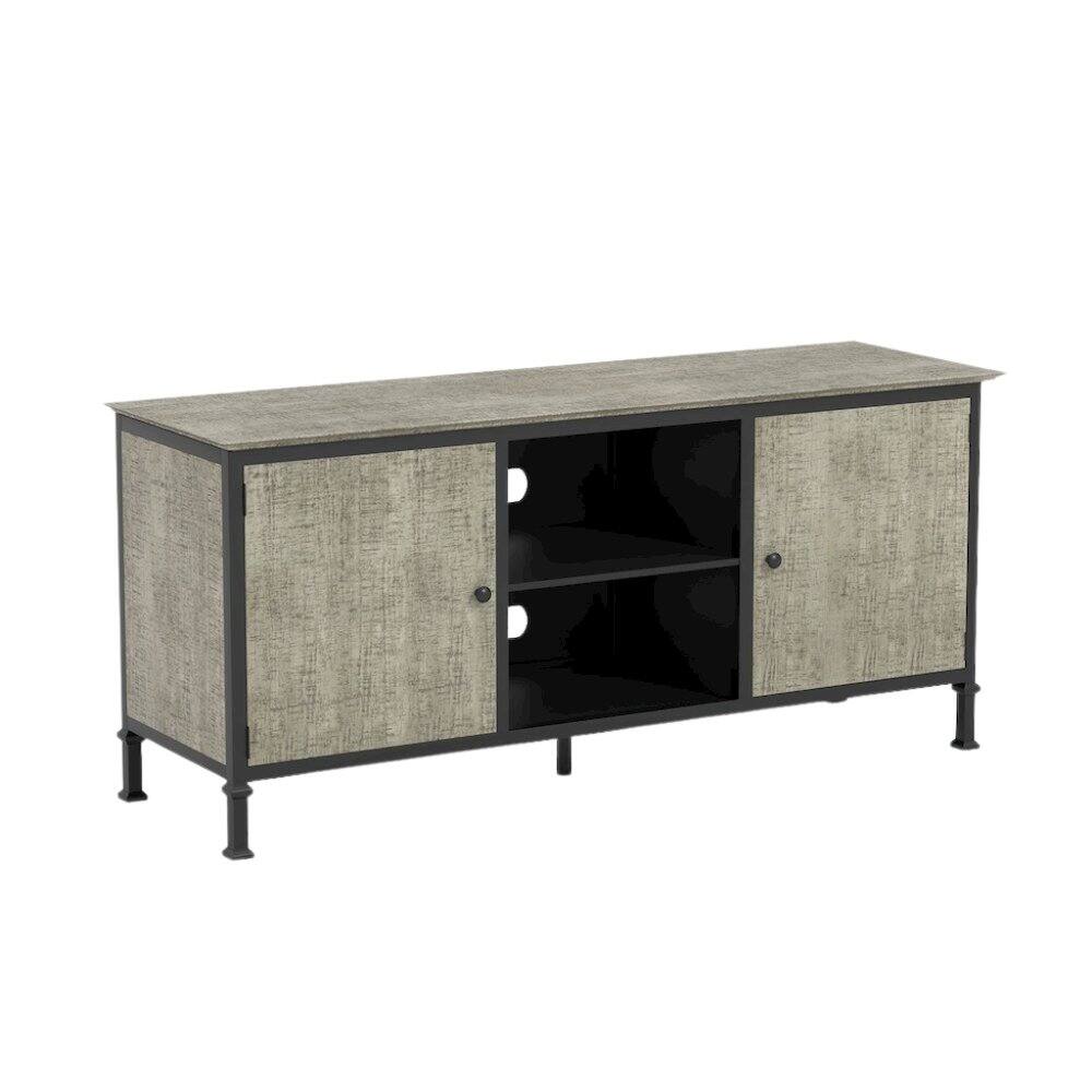 Front. Starlight Canyon Home - Gray Industrial TV Stand – 60 Inch Wide Entertainment Center For Living Room - Black.