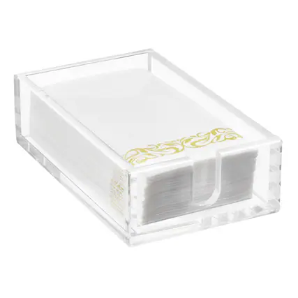 Front. VEVOR - Acrylic Napkin Holder, 9.1 x 5.5 x 2.6 inch, Clear Bathroom Guest Towel Storage Tray with U-Shaped Opening - Clear.