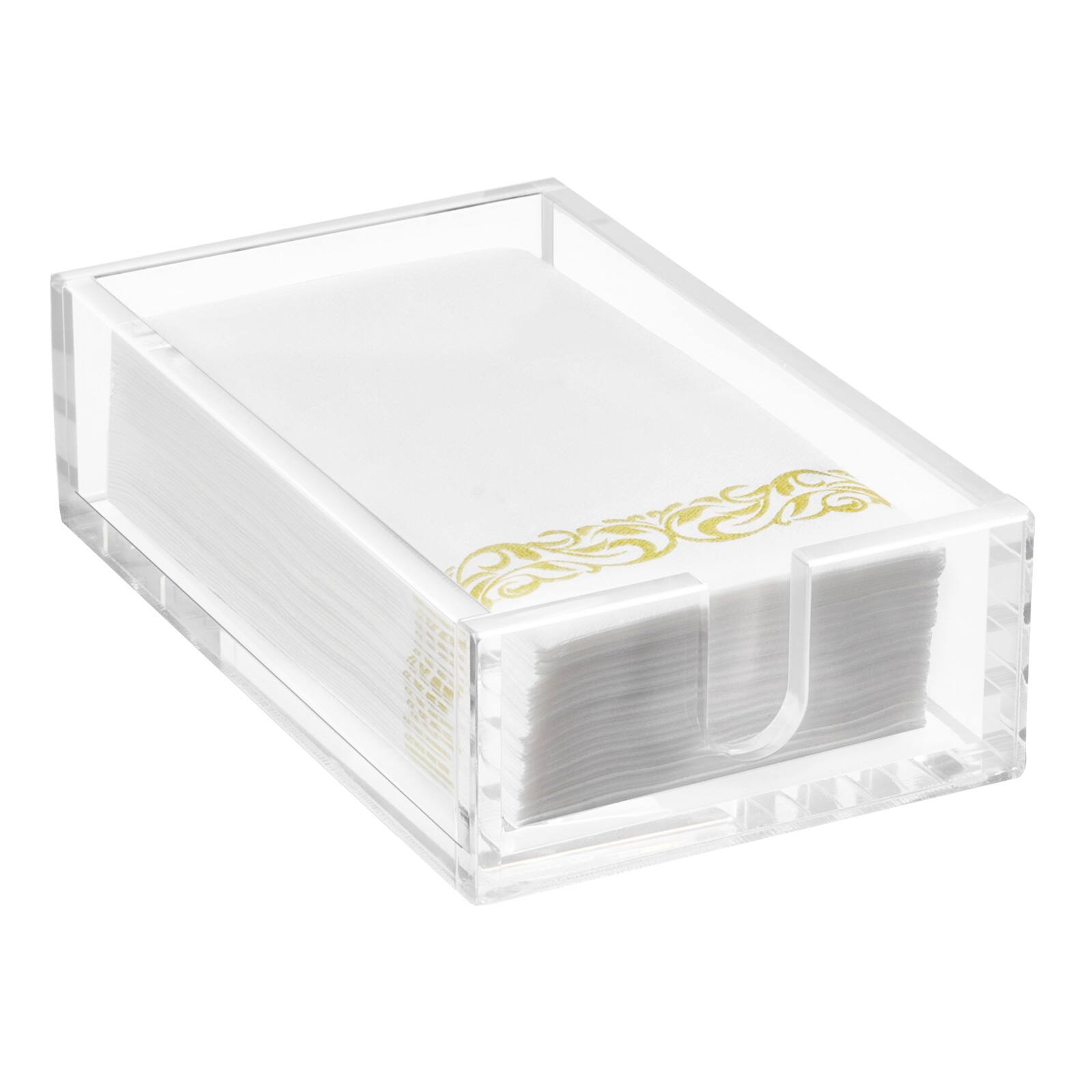 Front. VEVOR - Acrylic Napkin Holder, 9.1 x 5.5 x 2.6 inch, Clear Bathroom Guest Towel Storage Tray with U-Shaped Opening - Clear.