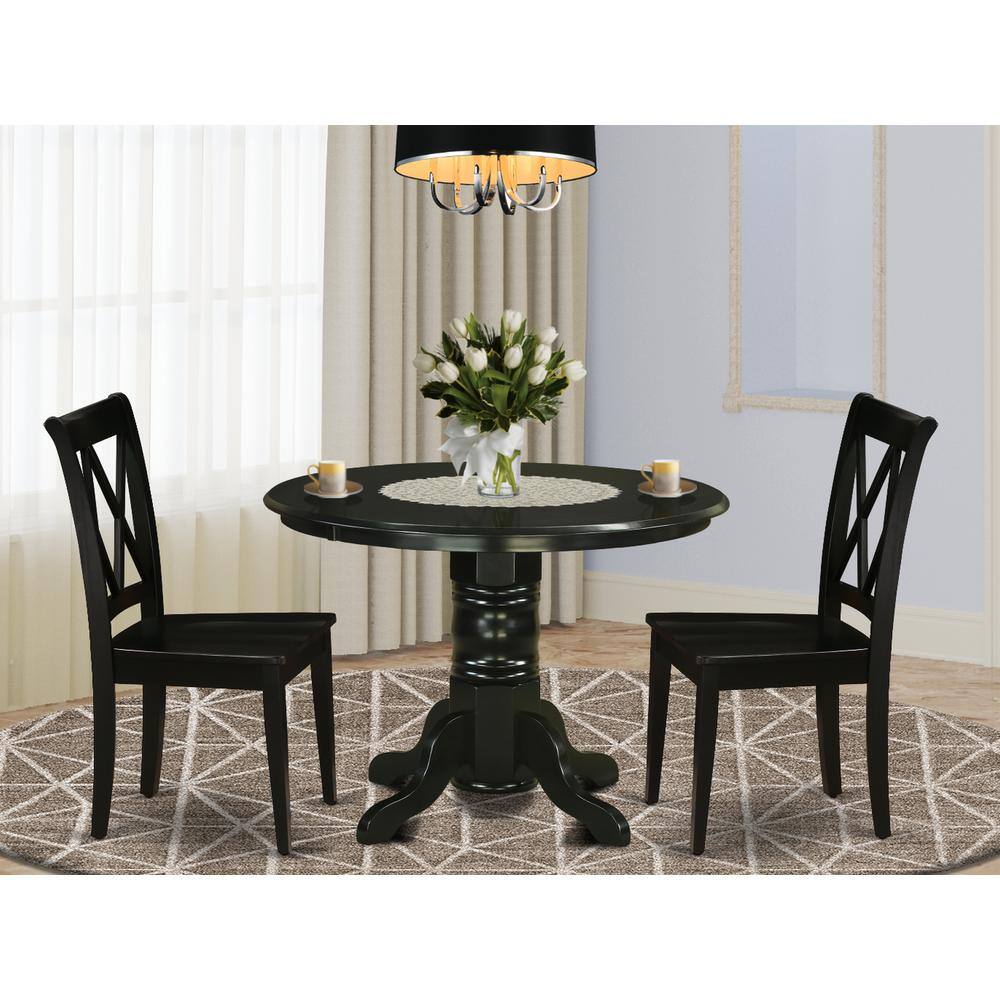 Left. East West Furniture - Dining Room Set Black - Brown.