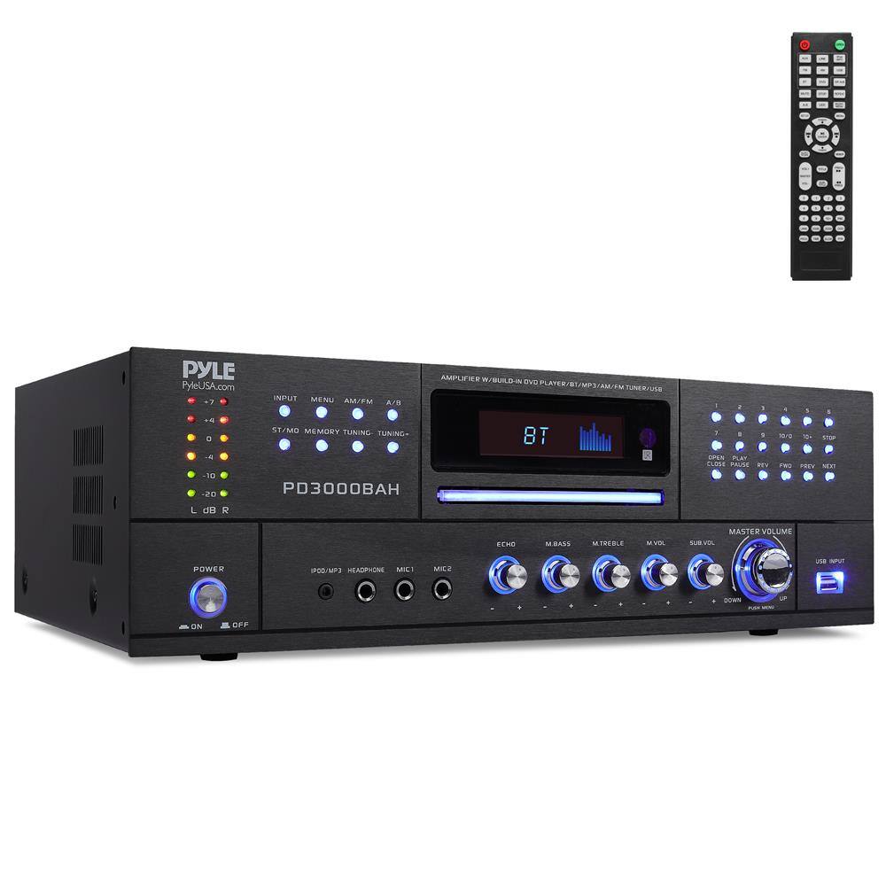 PYLE  
PyleUSA.com  

INPUT MENU AM/FM A/V  
AMPLIFIER W/BUILT-IN DVD PLAYER/USB/MP3/AM/FM TUNER/USB  

PD3000BAH  

POWER  
ON OFF  

INPUT  
1 2 3 4 5 6 7 8 9 10 11 12 13 14 15 16 17 18 19 20 21 22 23 24 25 26 27 28 29 30 31 32 33 34 35 36 37 38 39 40 41 42 43 44 45 46 47 48 49 50 51 52 53 54 55 56 57 58 59 60 61 62 63 64 65 66 67 68 69 70 7