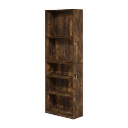 FurniFact - 5-Shelf Bookcase with Sturdy Wood Construction - Amber Pine