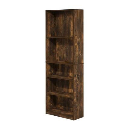 Front. FurniFact - Amber Pine 5-Shelf Bookcase with Sturdy Wood Construction - Amber Pine.