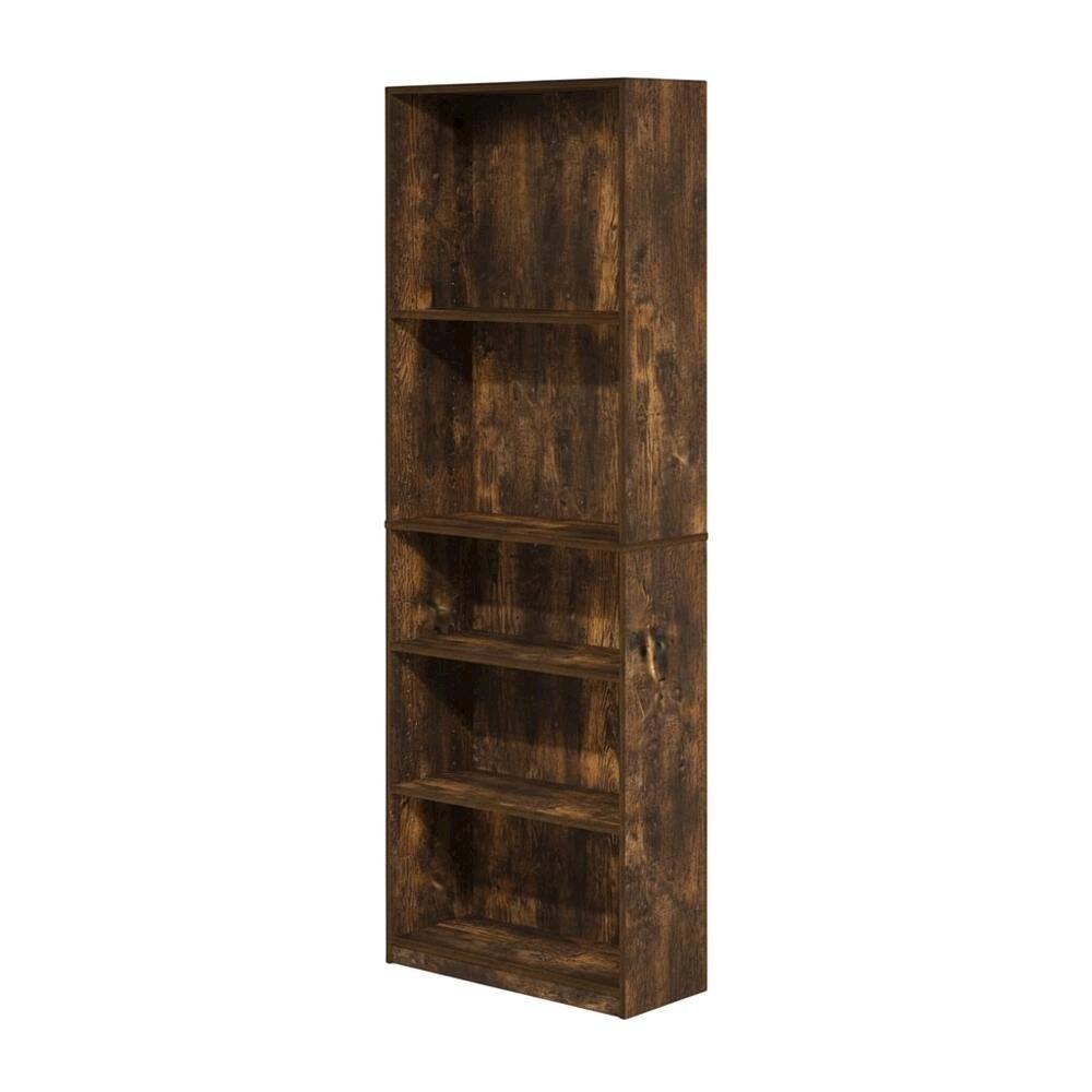 Front. FurniFact - Amber Pine 5-Shelf Bookcase with Sturdy Wood Construction - Amber Pine.