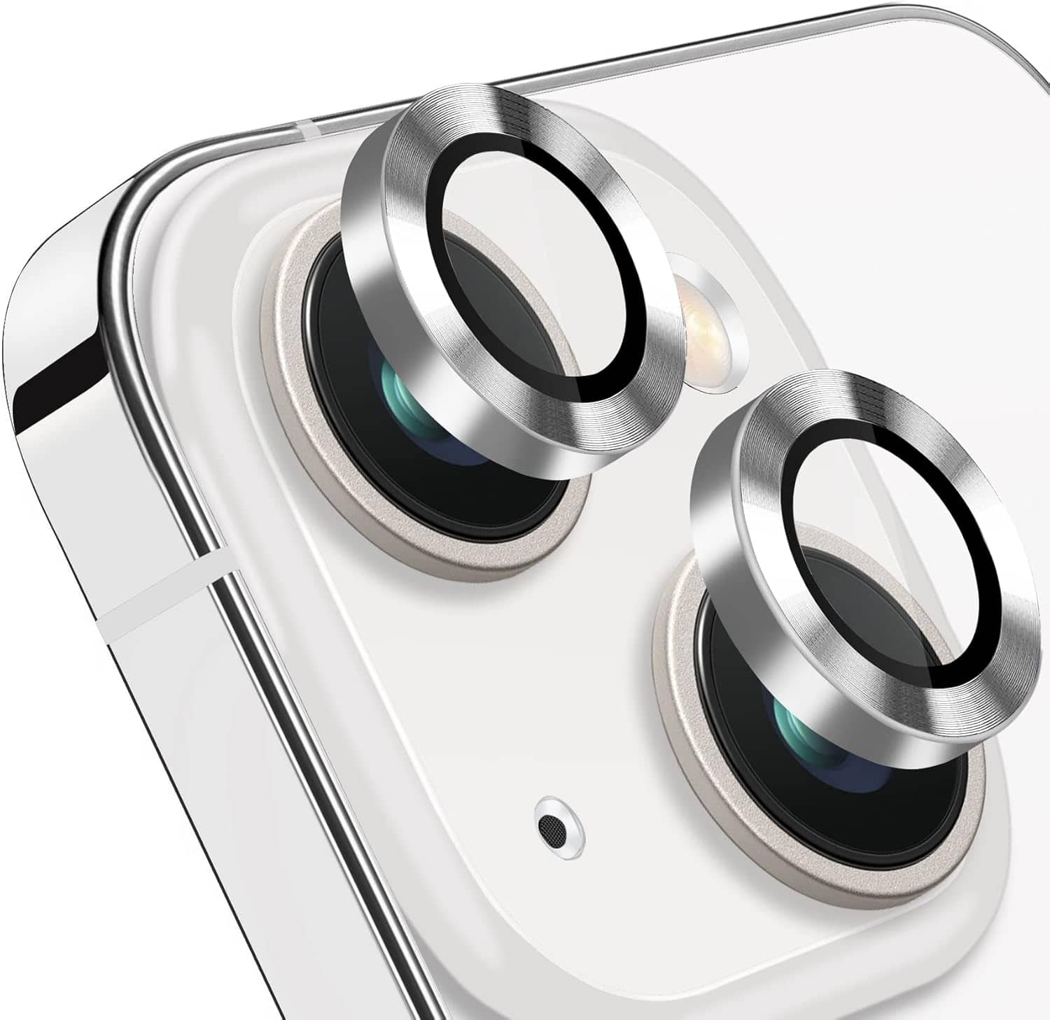 Entronix - Luxury Metal Camera Lens Protector for iPhone 14 and 14 Plus - Silver