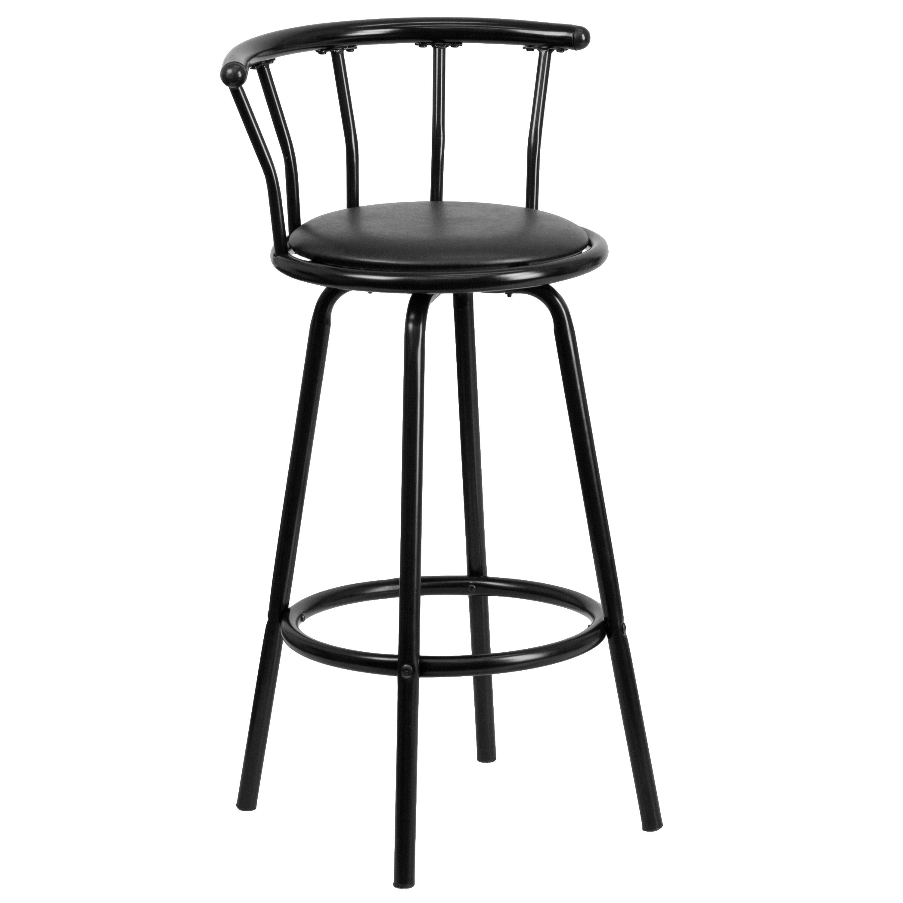 Alt View 1. Emma + Oliver - Crown Back Metal Barstool with Vinyl Swivel Seat - Black.