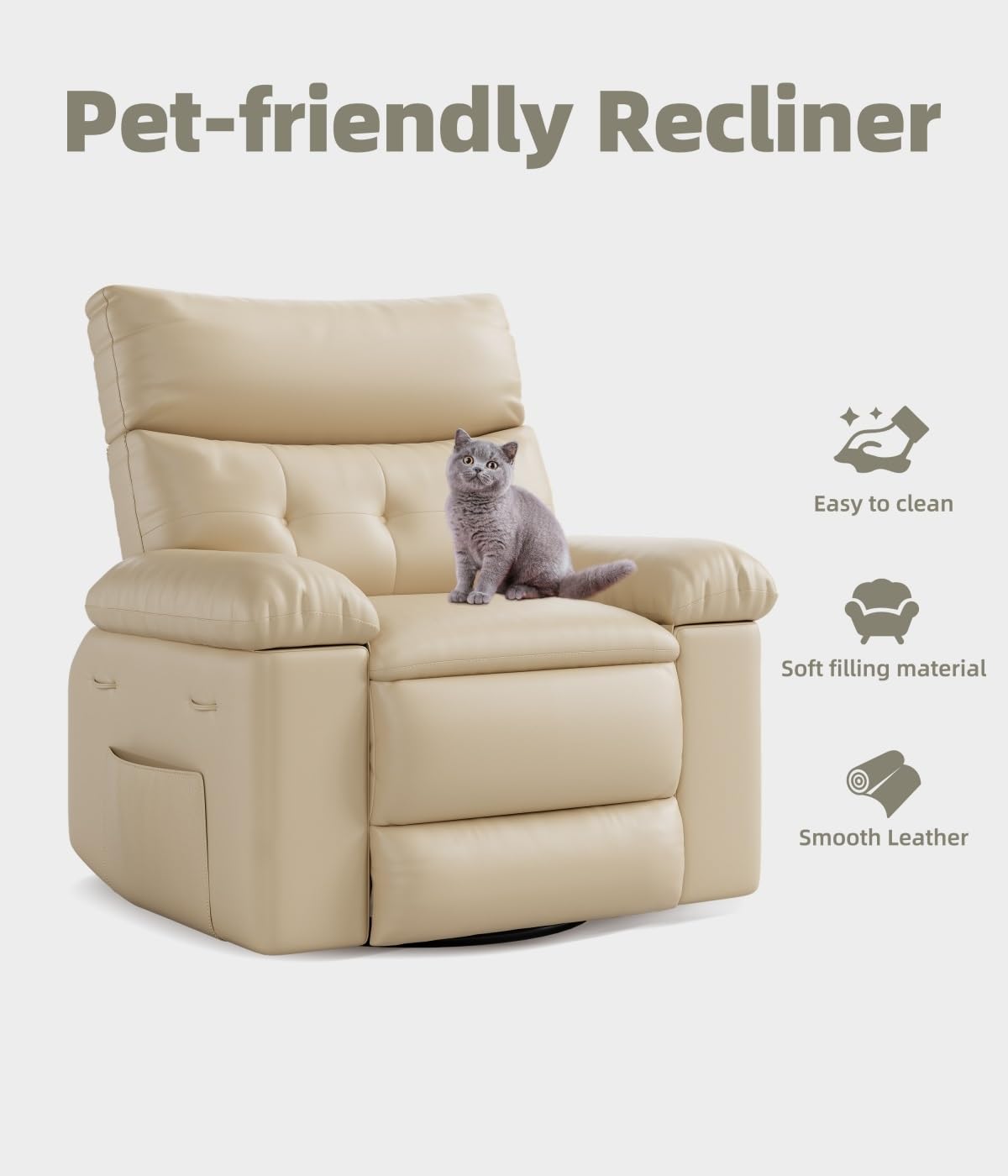 Pet-friendly Recliner

- Easy to clean
- Soft filling material
- Smooth Leather