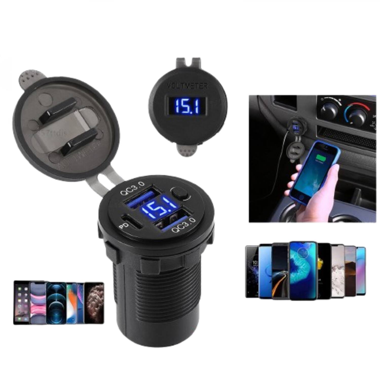 VOLTMETER  
15.1  
QC3.0  
PD  
QC3.0  
15.1  
QC3.0  
PD