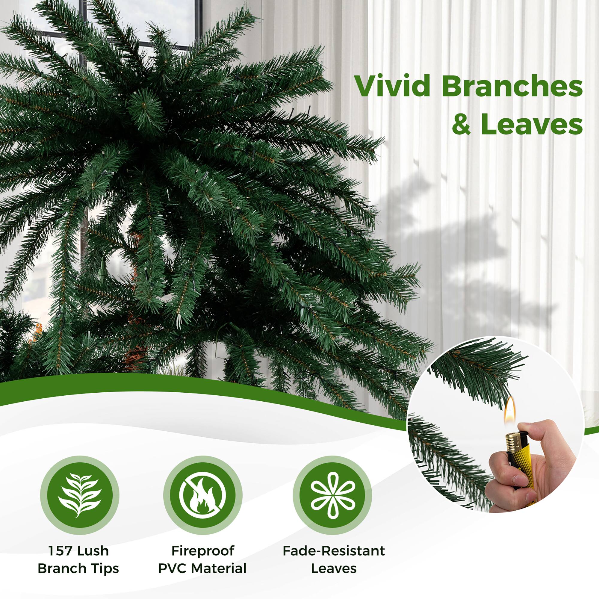 Vivid Branches & Leaves

157 Lush Branch Tips

Fireproof PVC Material

Fade-Resistant Leaves