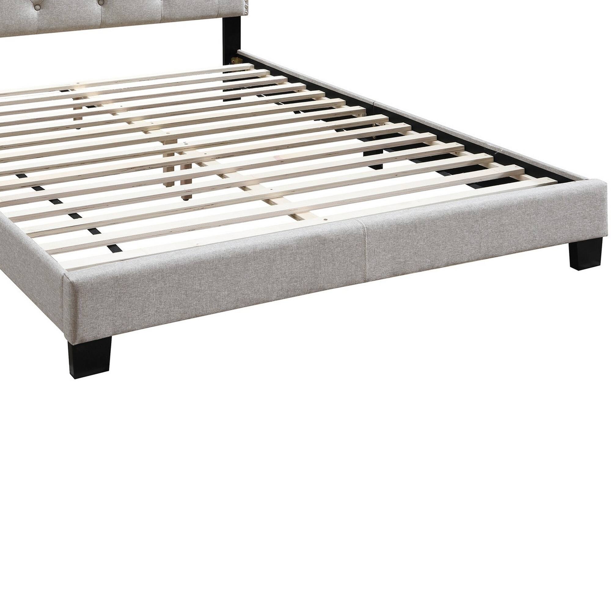 Alt View 3. Manhattan Lane - Twin Bed with Button Tufted Scalloped Headboard - Gray.