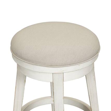 Front. Liberty Furniture Industries - Modern Farmhouse Console Swivel Stool in Flea Market White w/ Heavy Distressing - White.