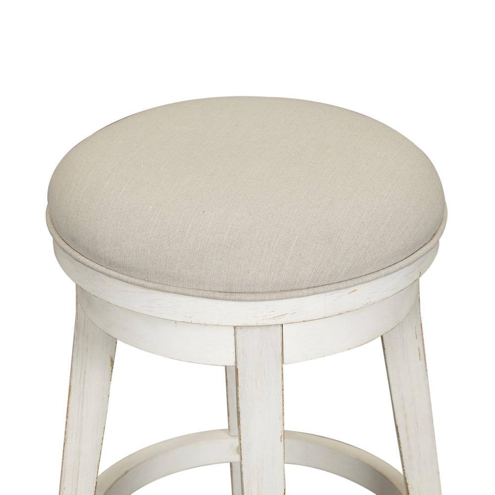Front. Liberty Furniture Industries - Modern Farmhouse Console Swivel Stool in Flea Market White w/ Heavy Distressing - White.