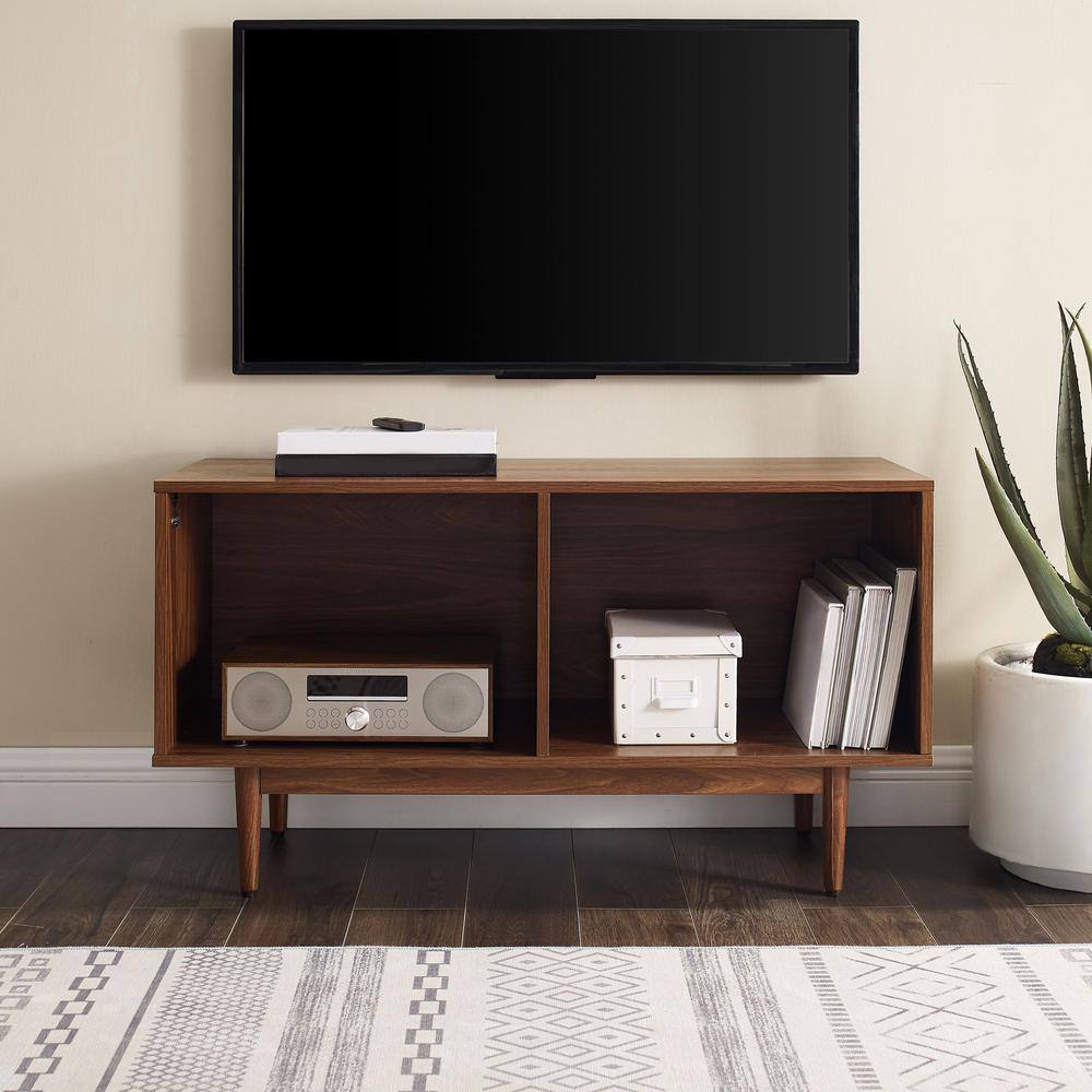 Alt View 2. Crosley Furniture - Liam Medium Record Player Stand With Vinyl Storage - Walnut.