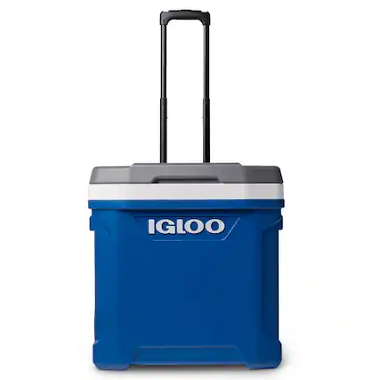 Front. Igloo - IGLOO Latitude 60 Qt Roller Cooler, Blue - Blue.