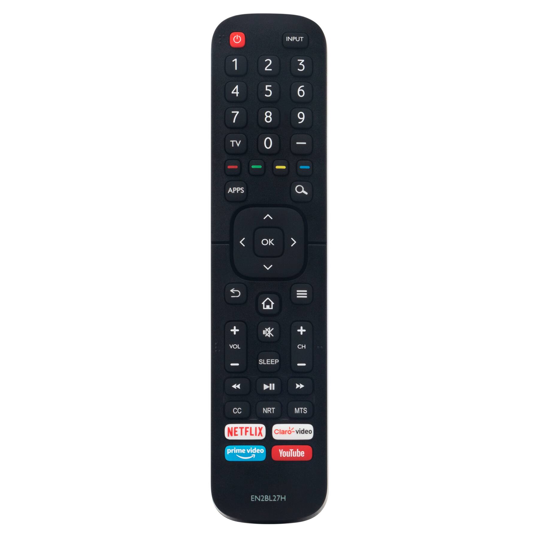 INPUT 1 2 3 4 5 6 7 8 9 TV 0 - + OK CH VOL - SLEEP CC NRT MTS NETFLIX Claro-video prime video YouTube EN2BL27H