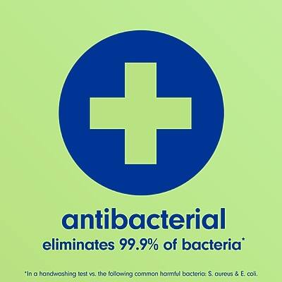 antibacterial  
eliminates 99.9% of bacteria*  

*In a handwashing test vs. the following common harmful bacteria: S. aureus & E. coli.