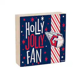 Evergreen Enterprises - Cleveland Guardians 6" Holiday Wood Plock Shelf Sign - Multicolor