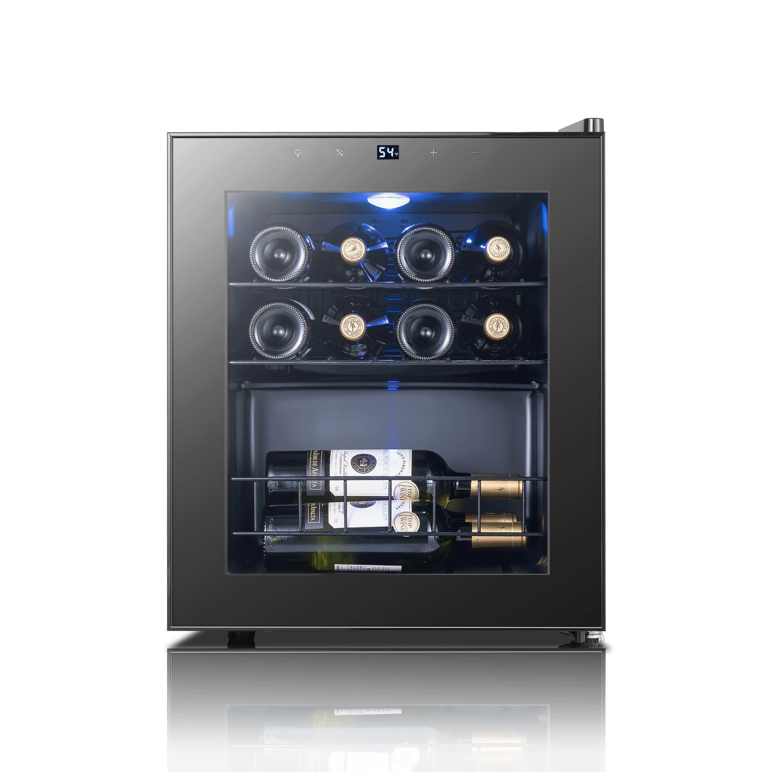 Yeego - Wine Refrigerator Cooler, 12 Bottle Small Wine Fridge, Mini Freestanding Wine Cellars for Home, Office - Black