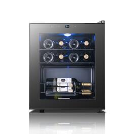 Yeego - Wine Refrigerator Cooler, 12 Bottle Small Wine Fridge, Mini Freestanding Wine Cellars for Home, Office - Black