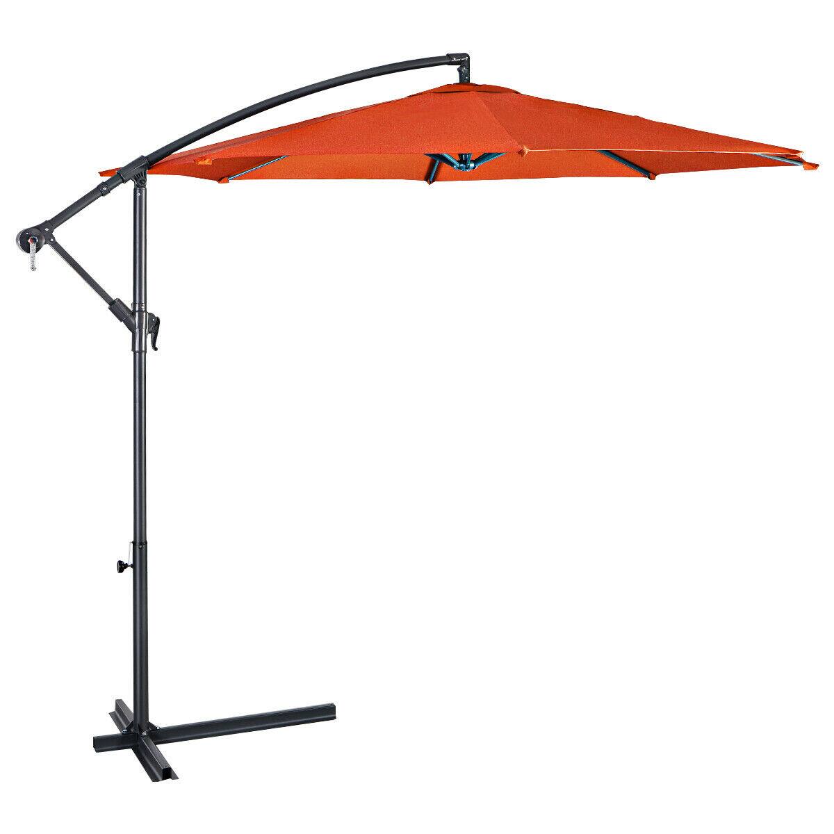 Alt View 2. Gymax - Gymax 10' Hanging Umbrella Outdoor Patio Market Banana Umbrella Offset Orange - Orange.