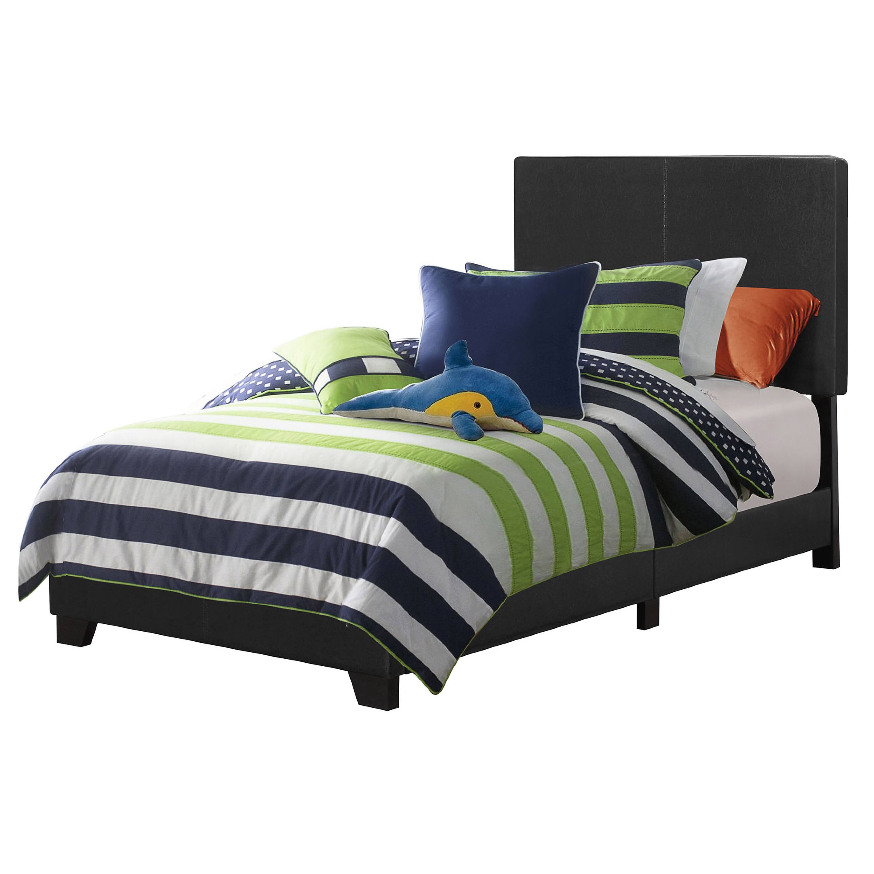 Alt View 1. Manhattan Lane - Leather Upholstered Twin Size Platform Bed - Black.