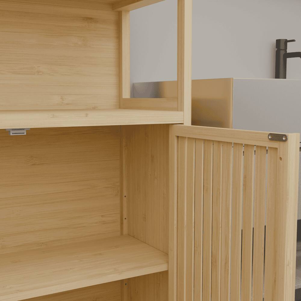 Alt View 6. Kadyn - 38-Inch tall double-door high-capacity multi-scene use storage rack - Brown.