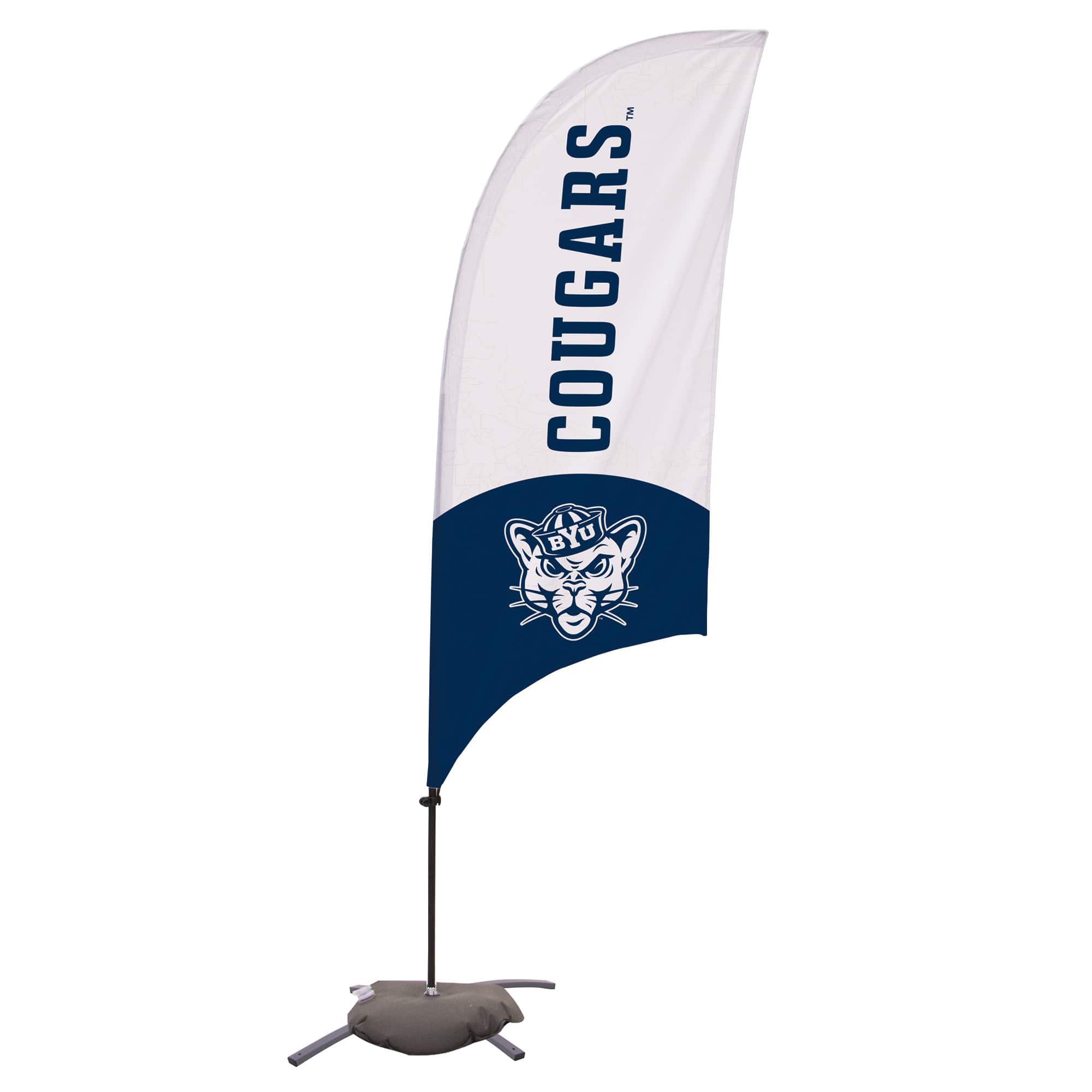 Victory Corps - BYU Cougars 7.5' Two-Tone Razor Feather Stake Flag with Base - Multicolor